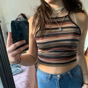 striped cropped halter top